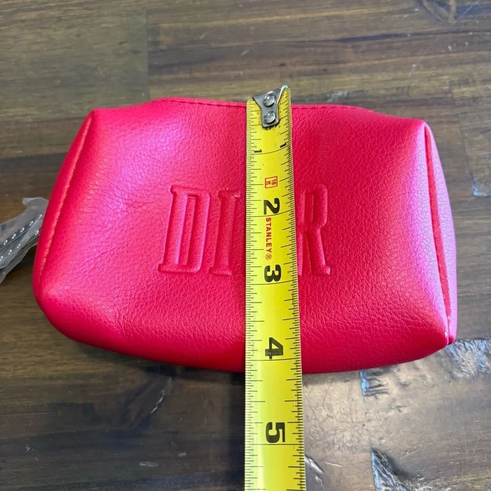 Dior Red Cosmetic Bag Hot Clutch Bag Make Up Case Travel Pouch Logo Small - Picture 3 of 6